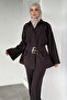 Waist Belted Tunic Trousers Hijab Double Set - 3