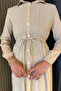 Self-Patterned, Waist-Tie Detailed, Hijab-Tunic and Pants Two-Piece Set - 3