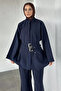 Waist Belted Tunic Trousers Hijab Double Set - 3