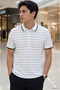 Men's Striped Polo Collar T-Shirt