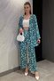 Women's Patterned Kimono Pants Double Set - 2