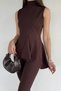 Women's Stand Collar Blouse with Elastic Waist and Gathered Cuffs Trousers Two-Piece Set - 5