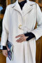 Women's Gold Buckled Belted Inner Lined Bearded Coat - 4