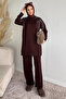 Crew Neck Stone Embroidered Tunic Elastic Waist Pants Hijab Double Set