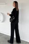 Women's Crew Neck Stone Embroidered Sweater and Elastic Waist Pants Two-Piece Set - 4