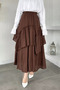 Voile Hijab Skirt with Elastic Waist and Inner Lining - 3