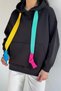 Women's Hooded Colorful Striped Embroidered Sweatshirt - 3