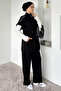 Elastic Waist Pants, Stone Embroidered Tunic Blouse, Hijab Three-Piece Set - 2