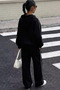 Women's Hooded Three-Thread Ruffled Oversize Tracksuit Set - 5