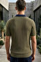Men's Polo Collar Half Zipper Patterned Knitwear T-Shirt - 2