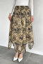 Women's Asymmetrical Cut Patterned Skirt with Elastic Waist and Inner Lining - 3