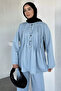 Front Pleated Buttoned Tunic Pants Hijab Double Set - 3