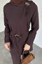 Gold Accessory Belted Tunic Elastic Waist Pants Islamic Clothing Double Set - 5