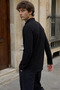 Men's Front Snap Long Sleeve Self-Patterned Shirt - 4