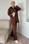 Front Zippered Hooded Tunic with Elastic Waist Pants, Islamic Clothing Two-Piece Set