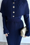 Pleated Hijab Knitwear Dress with Cape - 5