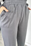 Women's Stoned Buttoned Ruffled Tunic Trousers Hijab Double Set - 5