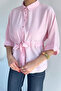 Women's Belted Folded Sleeve Shirt - 3
