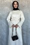 Crew Neck Floral Figured Hijab Knitwear Dress - 4