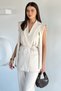 Women's Waist Tie Detailed Vest and Trousers Double Set - 3