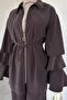 Gülseli Sleeve Ruffled Tunic Elastic Waist Pants Hijab Double Set - 5