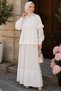 Women's Ruffled Scalloped Stone Embroidered Hijab Shirt Skirt Two-Piece Set - 3