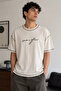 Men's Crew Neck T-Shirt with Front Embroidery and Stitching Detail - 4