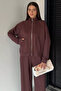 Women's Front Zipper Sweat Elastic Waist Palazzo Trousers Double Set - 3
