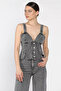 Jean Denim Bustier with Corset on the Back - 2