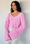 V-Neck Crop Top Loose Knit Blouse - 2