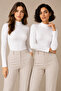 Women's 2-Pack Turtleneck Long Sleeve Cotton Stretch Basic T-Shirt White