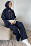 Front Zippered Hooded Tunic with Elastic Waist Pants, Islamic Clothing Two-Piece Set - 2