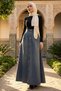 Hijab Full Length Buttoned Pleated Jean Denim Skirt - 3