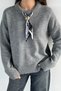 Gülseli Women's Crew Neck Knitwear Sweater with Scarf Accessory - 3