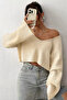 V-Neck Crop Top Loose Knit Blouse