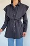 Women's Collar Detailed Waist Tie Shirt - 3