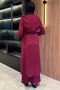 Self-Patterned, Waist-Tie Detailed, Hijab-Tunic and Pants Two-Piece Set - 5