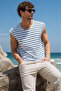 Men's Japanese Sleeve Stripe Patterned T-Shirt - 5