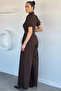 Women's Shirt Collar Stone-Embellished Jumpsuit - 4