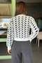 Crew Neck Patterned Soft Yarn Croptop Women's Knitwear Sweater - 4