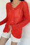 Button Detailed Lace-Like Knit Women's Knitwear Cardigan - 5