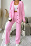 Women's Front Buttoned Self-Line Patterned Knitwear Cardigan Trousers Two-Piece Set