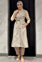 Double-breasted collar waist belt detailed front buttoned hijab trench coat