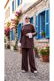 Women's Belted White Cuffed Striped Double Suit - 3
