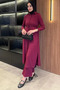 Self-Patterned, Waist-Tie Detailed, Hijab-Tunic and Pants Two-Piece Set