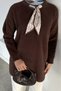 Gülseli Crew Neck Hijab Knitwear Tunic with Scarf and Brooch Detail - 2