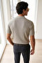 Men's Polo Neck Self-Patterned Knitwear T-Shirt - 2