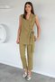 Women's Brooch Detailed Waist Elastic Vest and Trousers Two-Piece Set