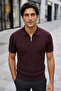Men's Polo Collar Half Zipper Patterned Knitwear T-Shirt