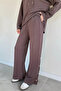 Women's Snap Detailed Sweat Elastic Waist Pants Double Set - 3